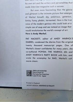 Image of THE ANDY WARHOL DIARIES 1st Edition 1989 Edited by PAT HACKETT