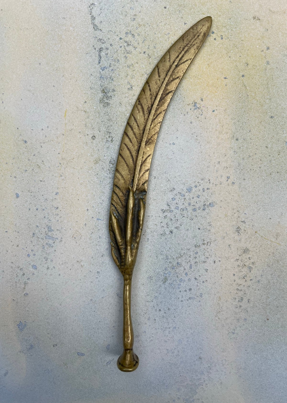 Image of Antique Brass Bird's Feather & Claw Letter Opener/Page Turner