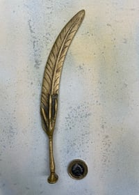 Image 4 of Antique Brass Bird's Feather & Claw Letter Opener/Page Turner