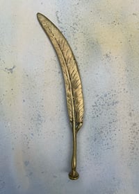 Image 2 of Antique Brass Bird's Feather & Claw Letter Opener/Page Turner