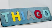 Image 2 of Wooden Name Puzzle with Word(s) Engraved with Stand
