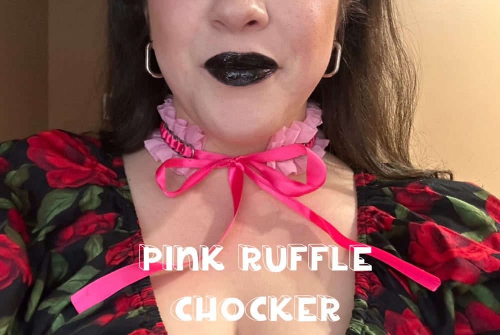 Image of Pink Ruffle Chocker Valentine’s Day Necklace
