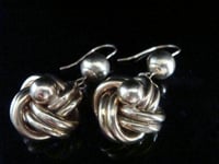 Image 1 of ORIGINAL EXTRA LARGE VICTORIAN 9CT YELLOW GOLD DROP KNOT EARRINGS HOLLOW 5.1G