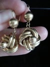 ORIGINAL EXTRA LARGE VICTORIAN 9CT YELLOW GOLD DROP KNOT EARRINGS HOLLOW 5.1G