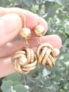 ORIGINAL EXTRA LARGE VICTORIAN 9CT YELLOW GOLD DROP KNOT EARRINGS HOLLOW 5.1G