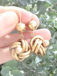 Image 3 of ORIGINAL EXTRA LARGE VICTORIAN 9CT YELLOW GOLD DROP KNOT EARRINGS HOLLOW 5.1G