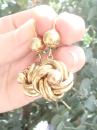 Image 4 of ORIGINAL EXTRA LARGE VICTORIAN 9CT YELLOW GOLD DROP KNOT EARRINGS HOLLOW 5.1G