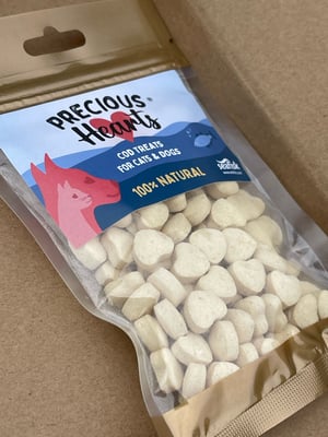 FOR PETS • PRECIOUS HEARTS® 8x50g - Dried Cod Treats for Cats & Dogs 