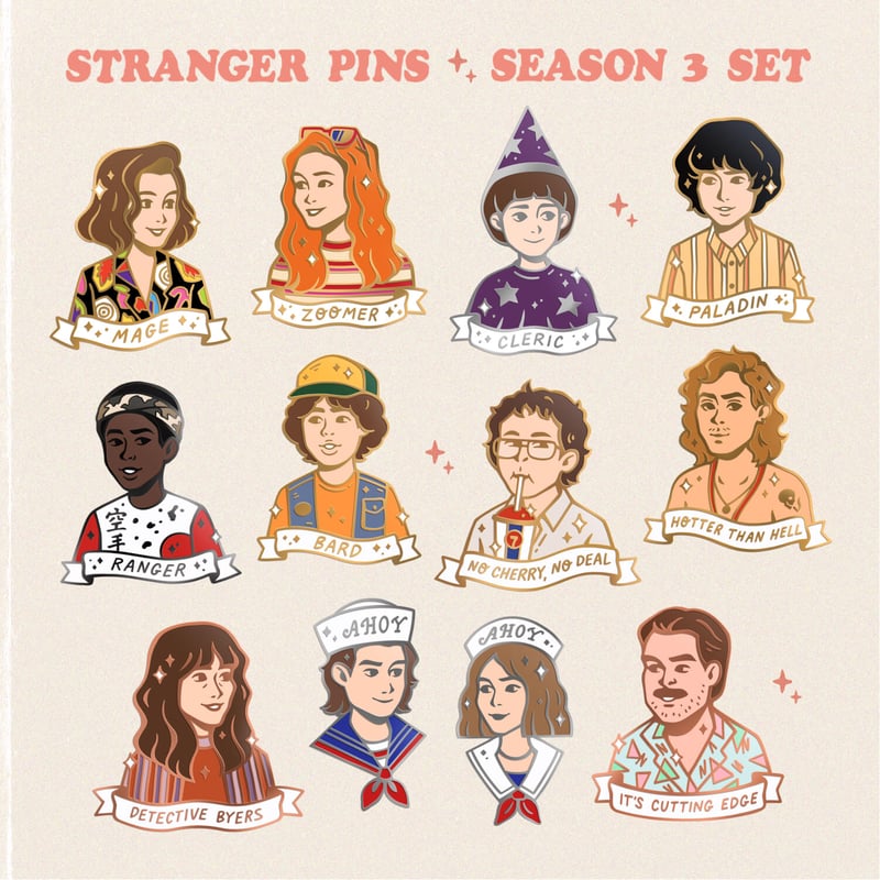 Set: Stranger Pins Season 3 (12 pins)