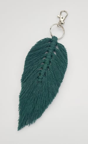 Image of macrame feather key chain