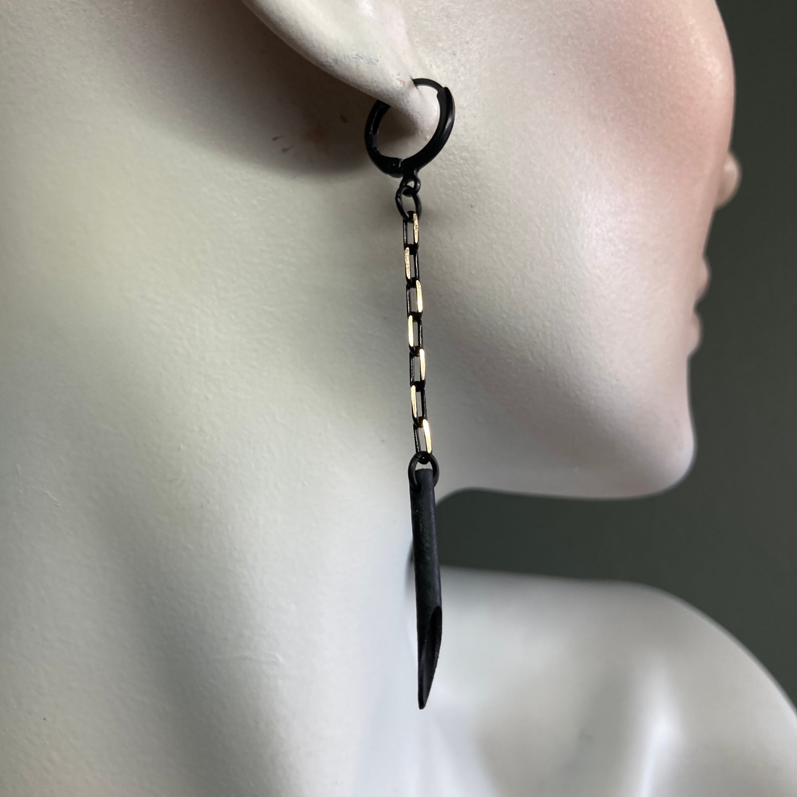 Diamond and Black Onyx Heart Chain Earrings - KAMARIA