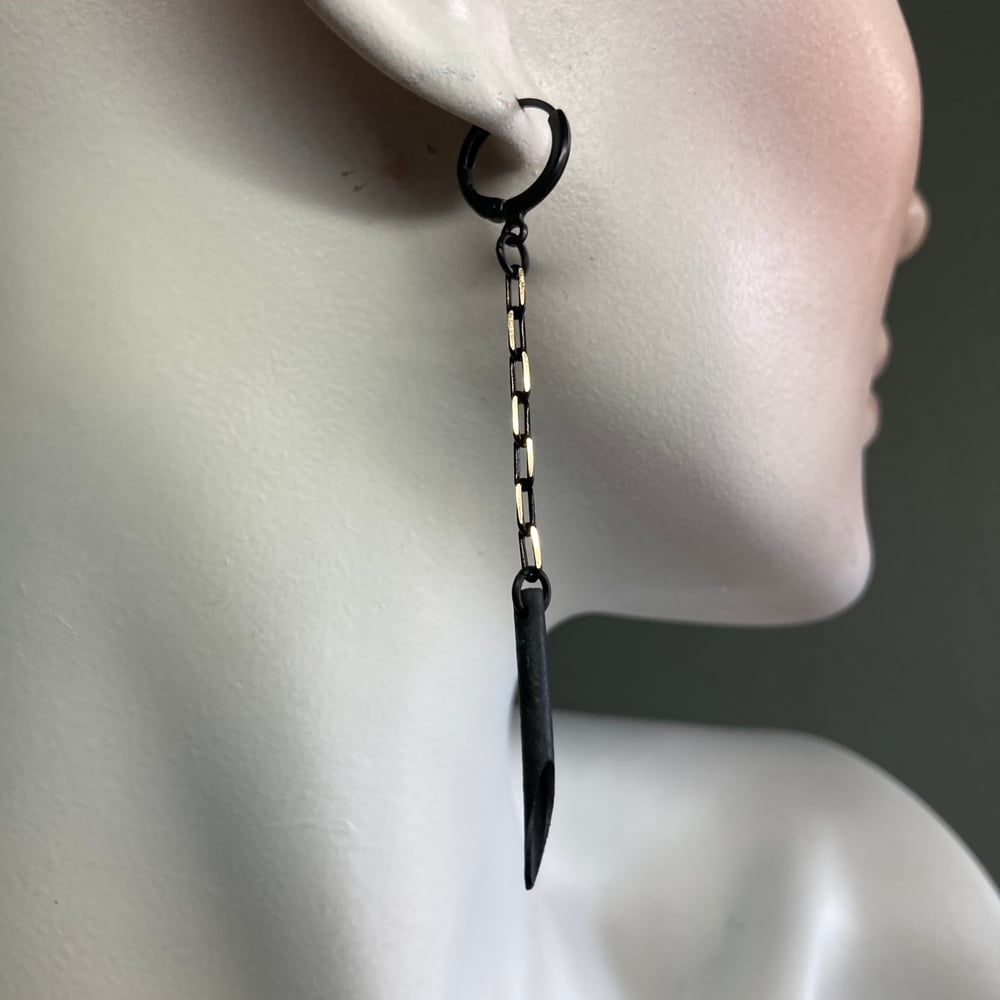 Image of Black & Brass Chain  Earrings - 3.5"