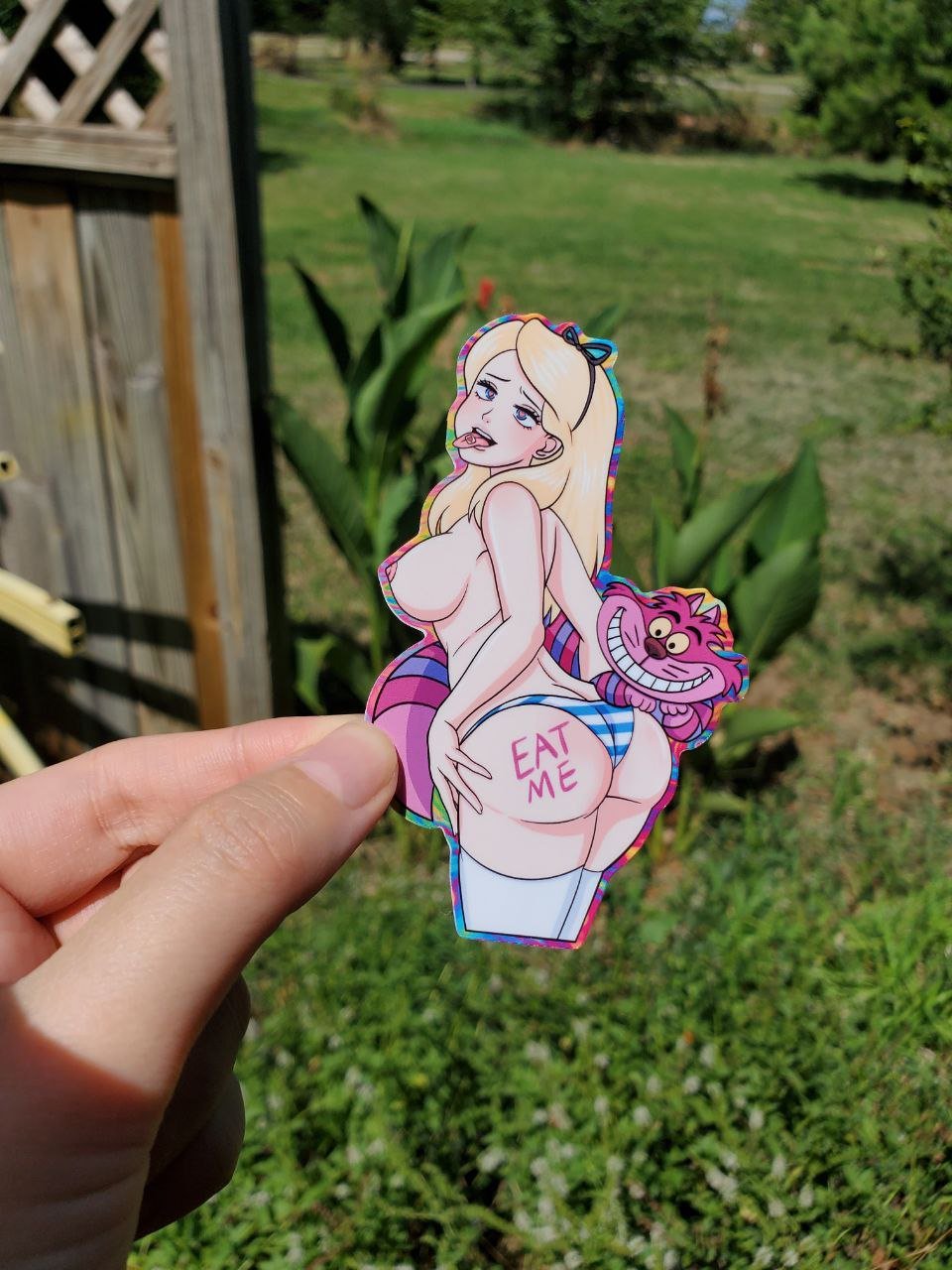 Image of Sexy Psychedelic Alice In Wonderland Eat Me Sticker
