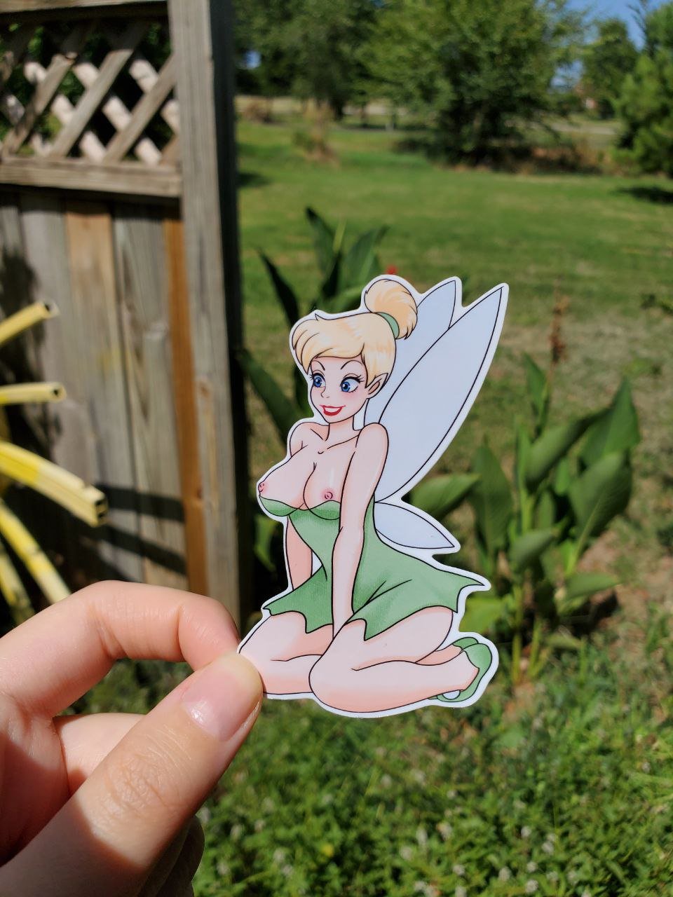 Image of Sexy Tinker Fairy Sitting Sticker, Cute Kinkerbell Decal, Fairy Pinup Stickers