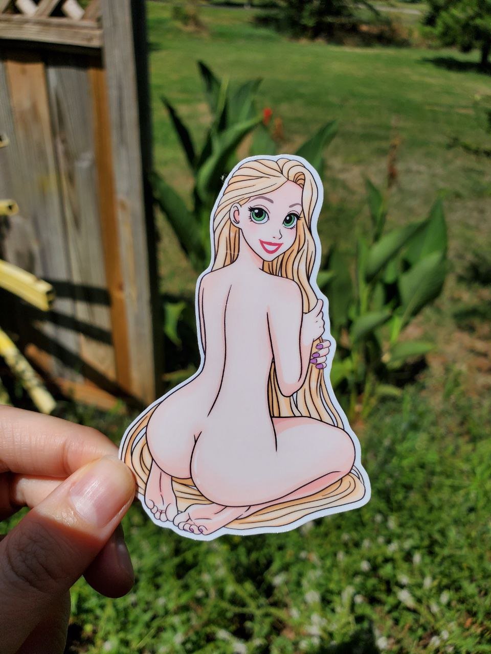 Image of Sexy Long Haired Princess Sticker, Tower Princess, Booty and Soles, Foot Fetish Decal