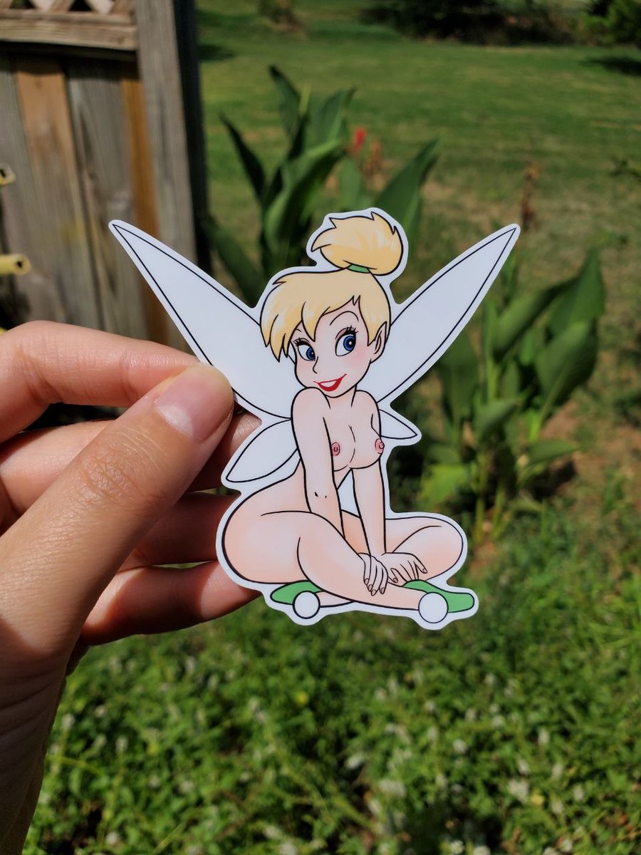 Image of Sexy Tinkerbell Sitting Sticker, Cute Kinkerbell Decal, Fairy Pinup Stickers, Sexy Disney Stickers