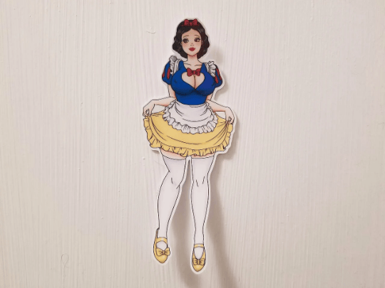 Image of Sexy Snow White Sticker, Anime Maid Girl Decal, Sexy Oppai