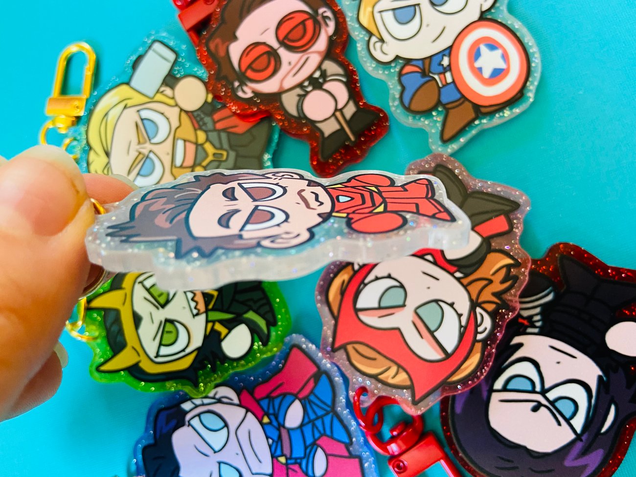 Chibi Marvel Glitter Acrylic Charms | wilddaggers