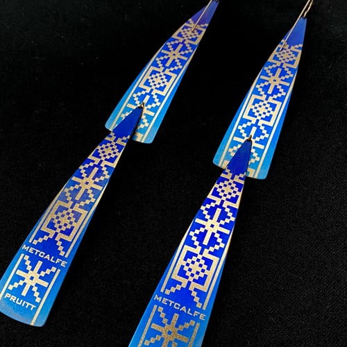Image of 8 Bit Quillwork Earrings (Blues)