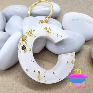 White and Gold Letter Key ring 