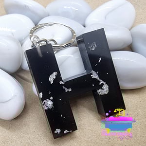 Black and Silver Letter Key Ring 