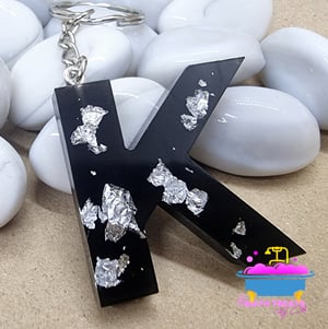 Black and Silver Letter Key Ring 