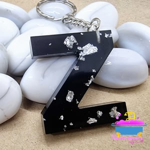 Black and Silver Letter Key Ring 
