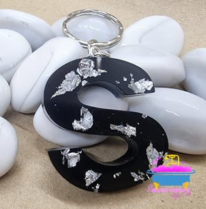 Black and Silver Letter Key Ring 