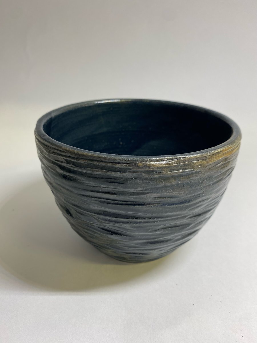 Fiona Bruce Ceramics Carved Black Bowl 1 | Fired Works