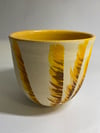 Fiona Bruce Ceramics yellow and rust plant pot 1