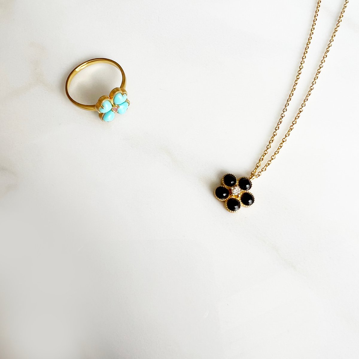 Image of Black onyx daisy necklace