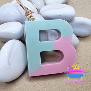 Sage and Vintage Rose Letter Key Ring 