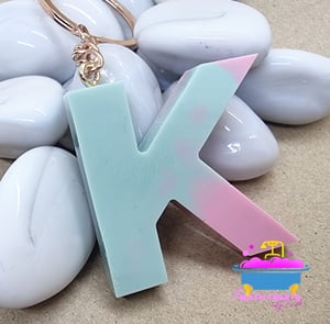 Sage and Vintage Rose Letter Key Ring 