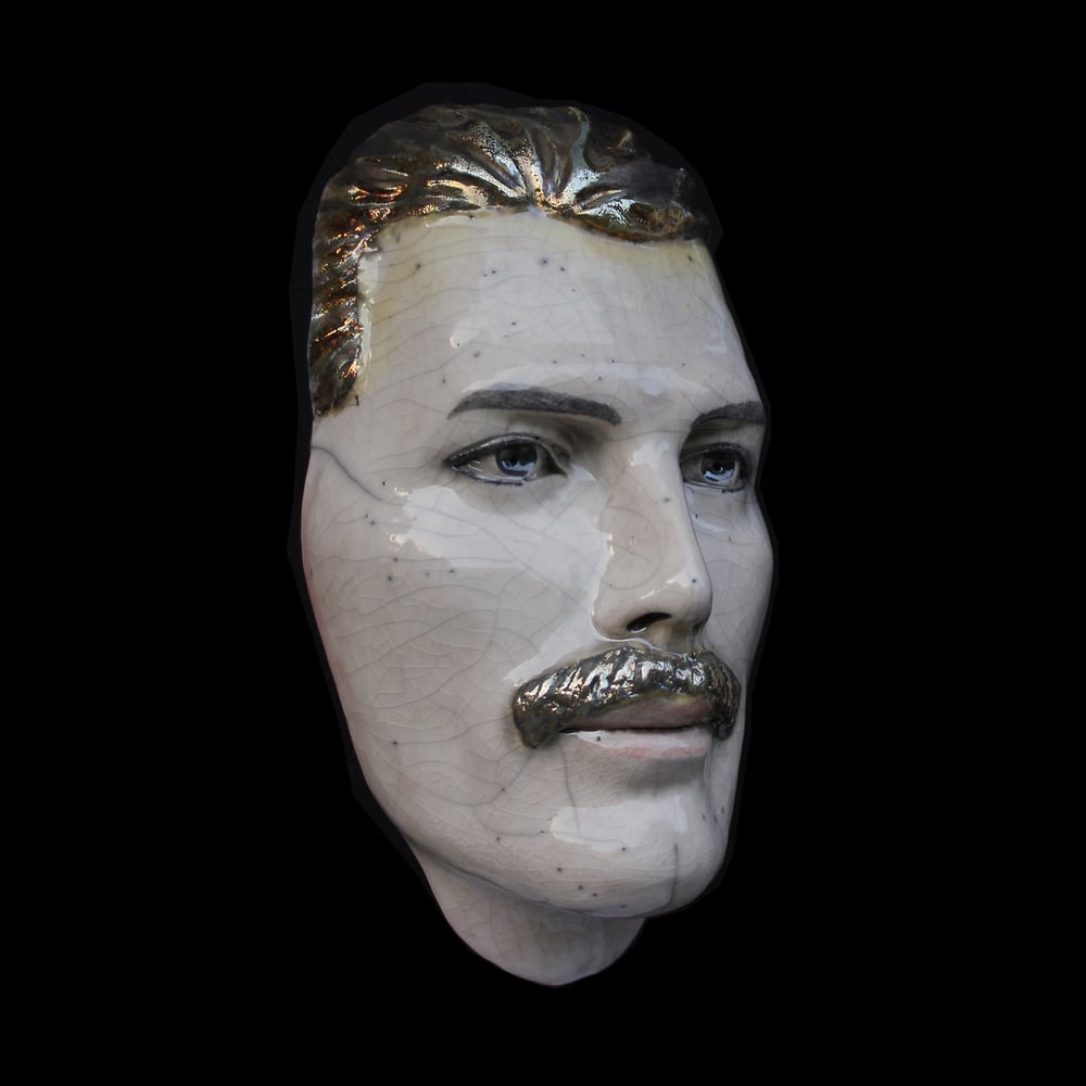 Freddie Mercury Raku Painted Ceramic Face Mask