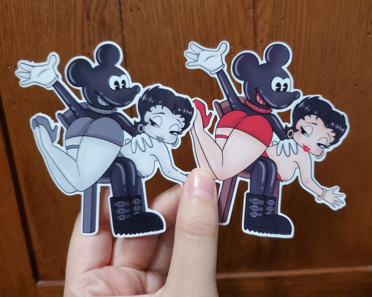 Image of Ricky Rodent and Betsy Bop Sticker, Kinky Sticker, Sexy decal, lewd pinup