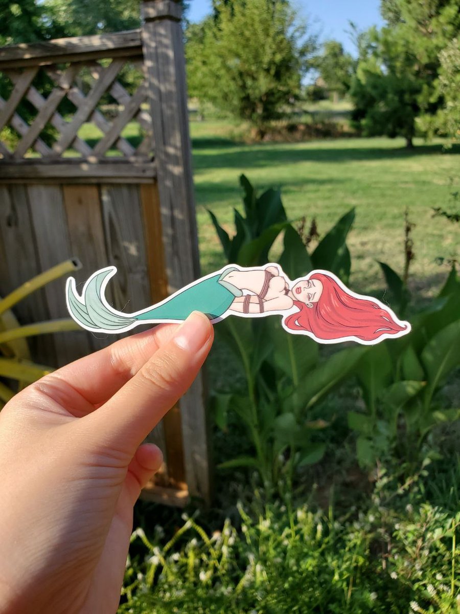 Image of Sexy Little Mermaid Tied Up Sticker, Naughty Walt Decal, Red Head Waifu