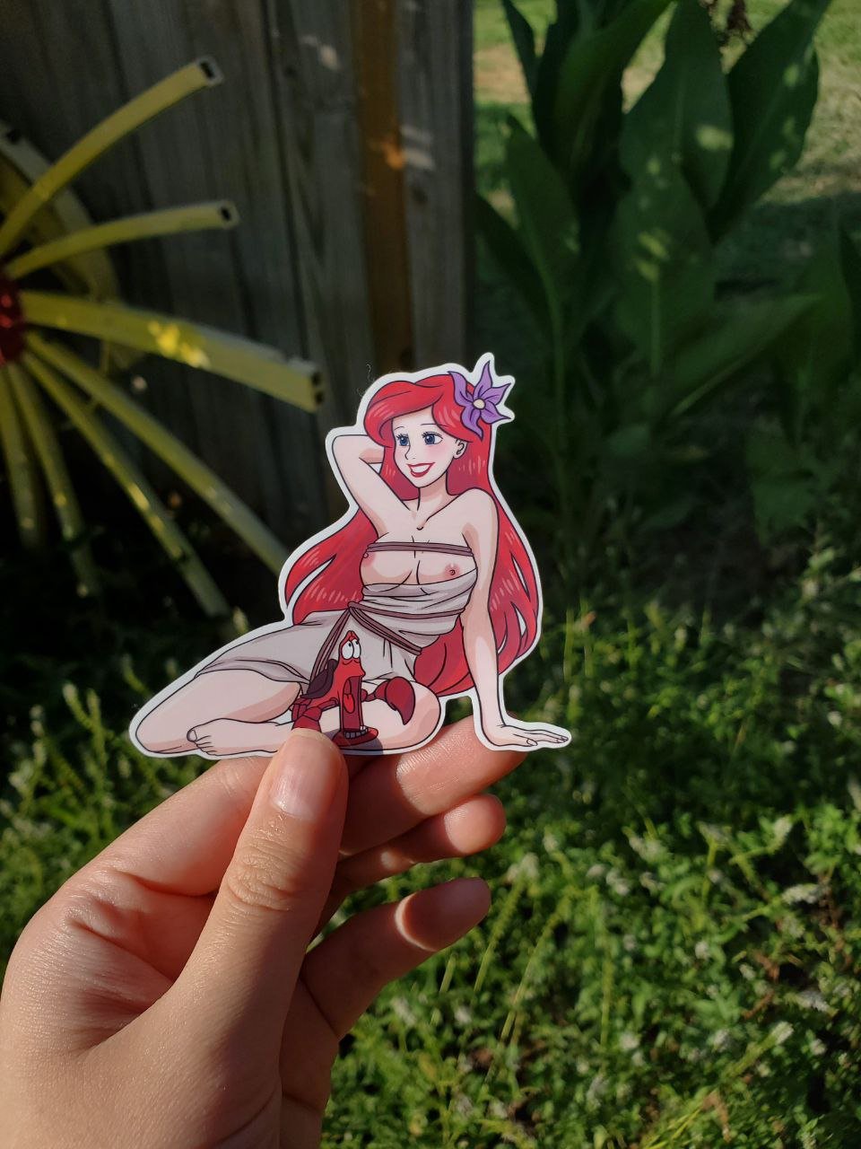 Image of Sexy Lil Mermaid Sticker, Naughty Walt Decal, Redhead Mermaid Princess