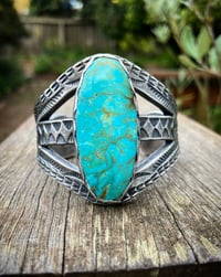 Image 1 of WL&A Handmade Old Style Turquoise Mtn Ingot Cuffs - Size 5.75" to 6.25" - 155 Grams