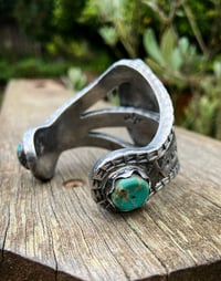 Image 4 of WL&A Handmade Old Style Turquoise Mtn Ingot Cuffs - Size 5.75" to 6.25" - 155 Grams