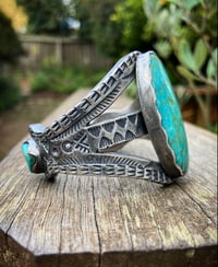 Image 3 of WL&A Handmade Old Style Turquoise Mtn Ingot Cuffs - Size 5.75" to 6.25" - 155 Grams