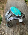 WL&A Handmade Old Style Turquoise Mtn Ingot Cuffs - Size 5.75" to 6.25" - 155 Grams