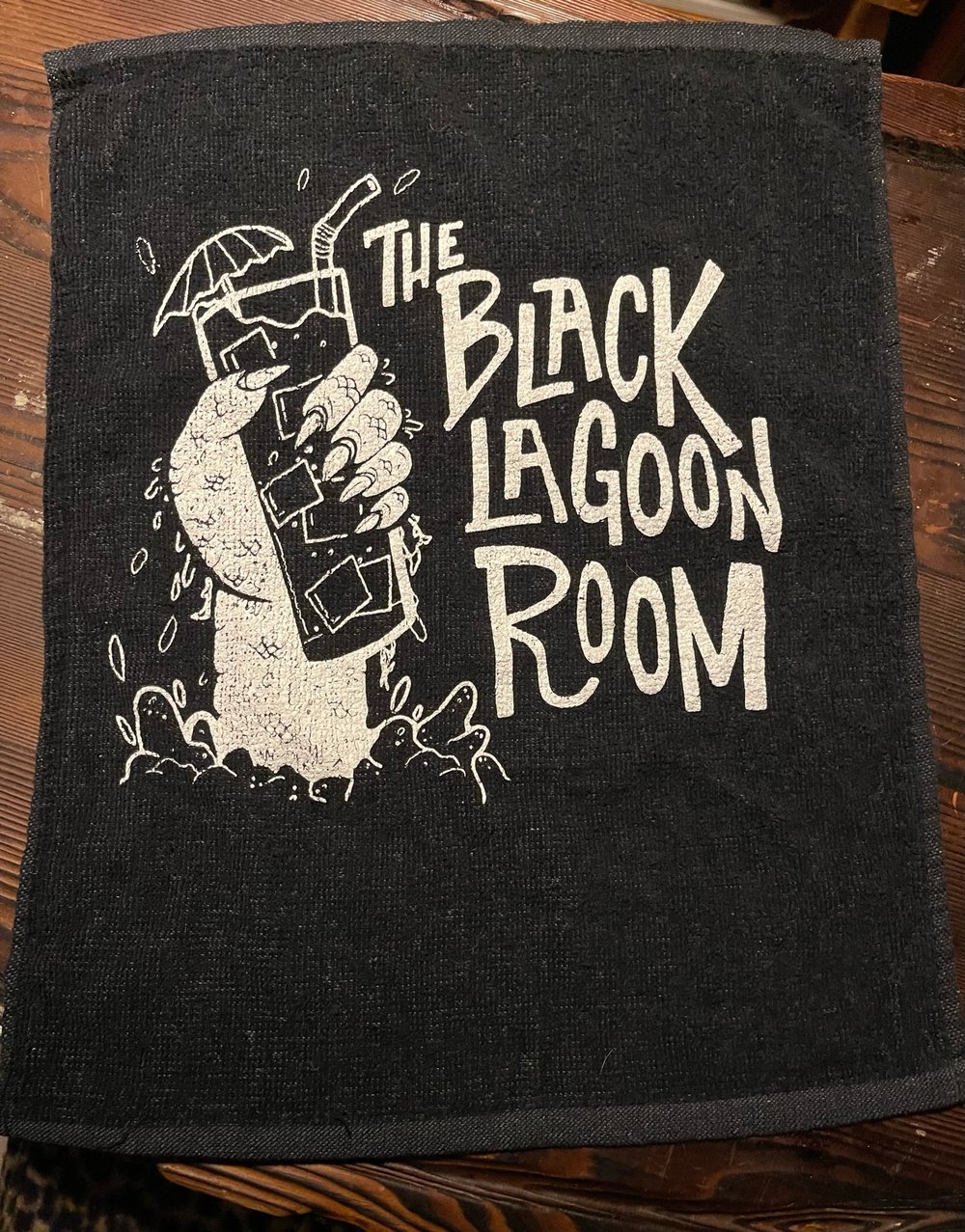 BLACK LAGOON ROOM Logo 15" x 18" Screenprinted Bar Towel