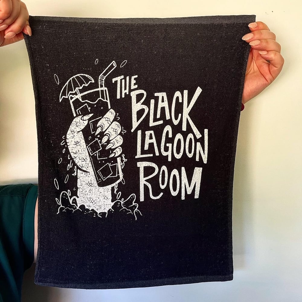 BLACK LAGOON ROOM Logo 15" x 18" Screenprinted Bar Towel