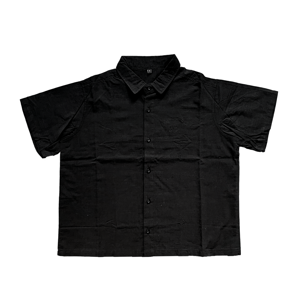 Image of Black boxyfit linen shirt
