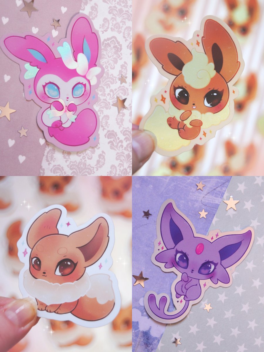 Stickers Cute and Kawaii Eeveelution Pokemon Stickers Eevee 