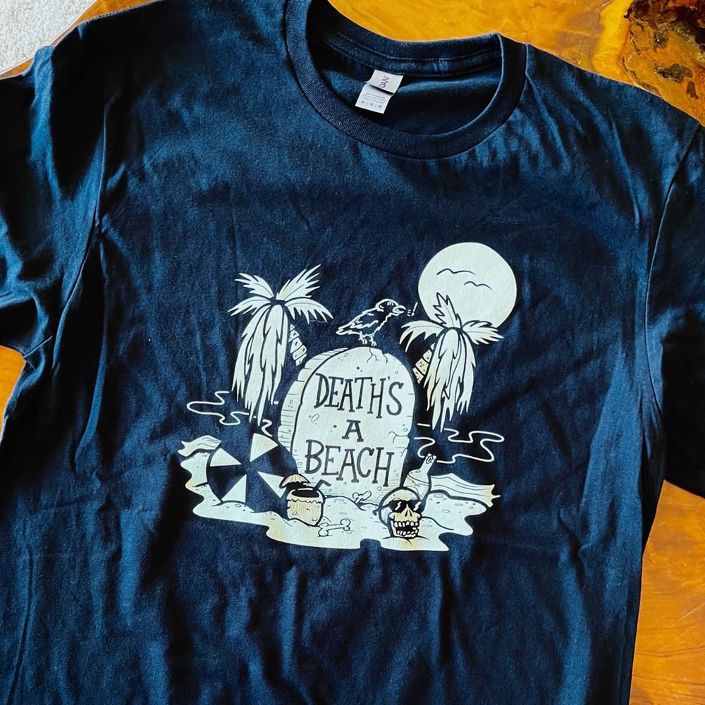 DEATH'S A BEACH Glow-in-the-Dark Goth Tiki T-Shirt!