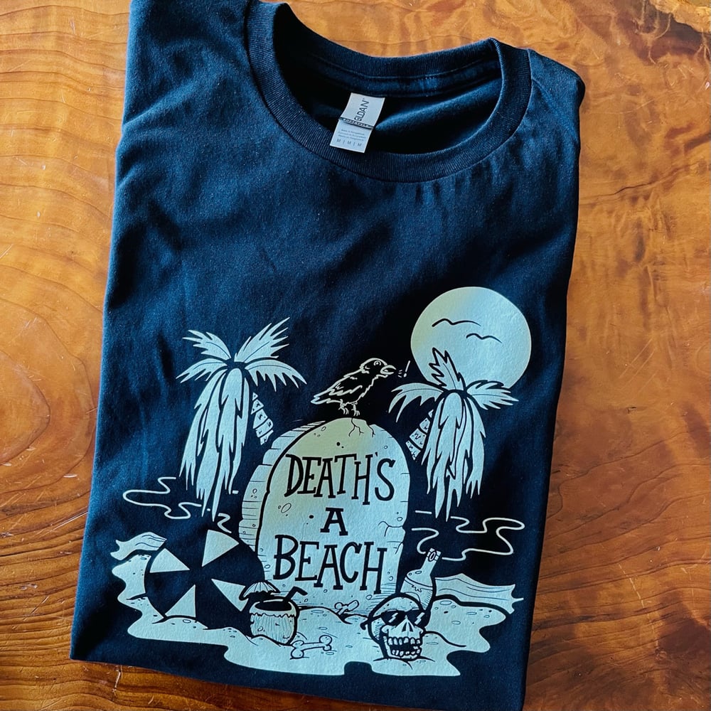 DEATH'S A BEACH Glow-in-the-Dark Goth Tiki T-Shirt!