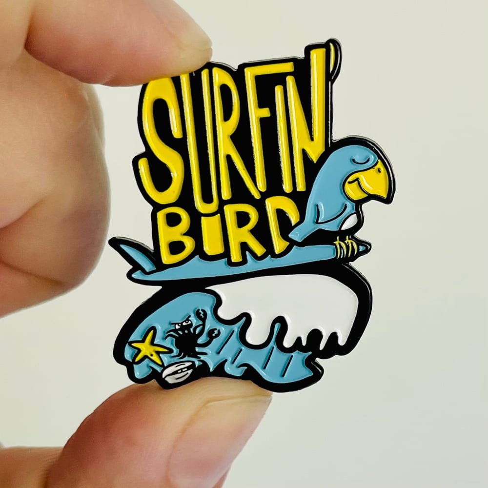SURFIN' BIRD 1.75" Enamel Pin