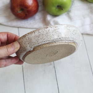 Image of Large Handmade Spoon Rest in Natural Beige Glaze, Deep Speckled Pottery Utensil Plate, Made in USA