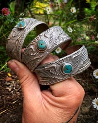 Image 1 of WL&A Handmade Heavy Ingot Choppers Wings Cuff - Natural Royston Turquoise - 120 Grams